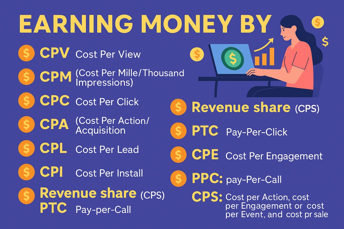 The Ultimate Guide to Digital Advertising Payment Models: CPV, CPM, CPC, CPA, and Revenue Share Mastery